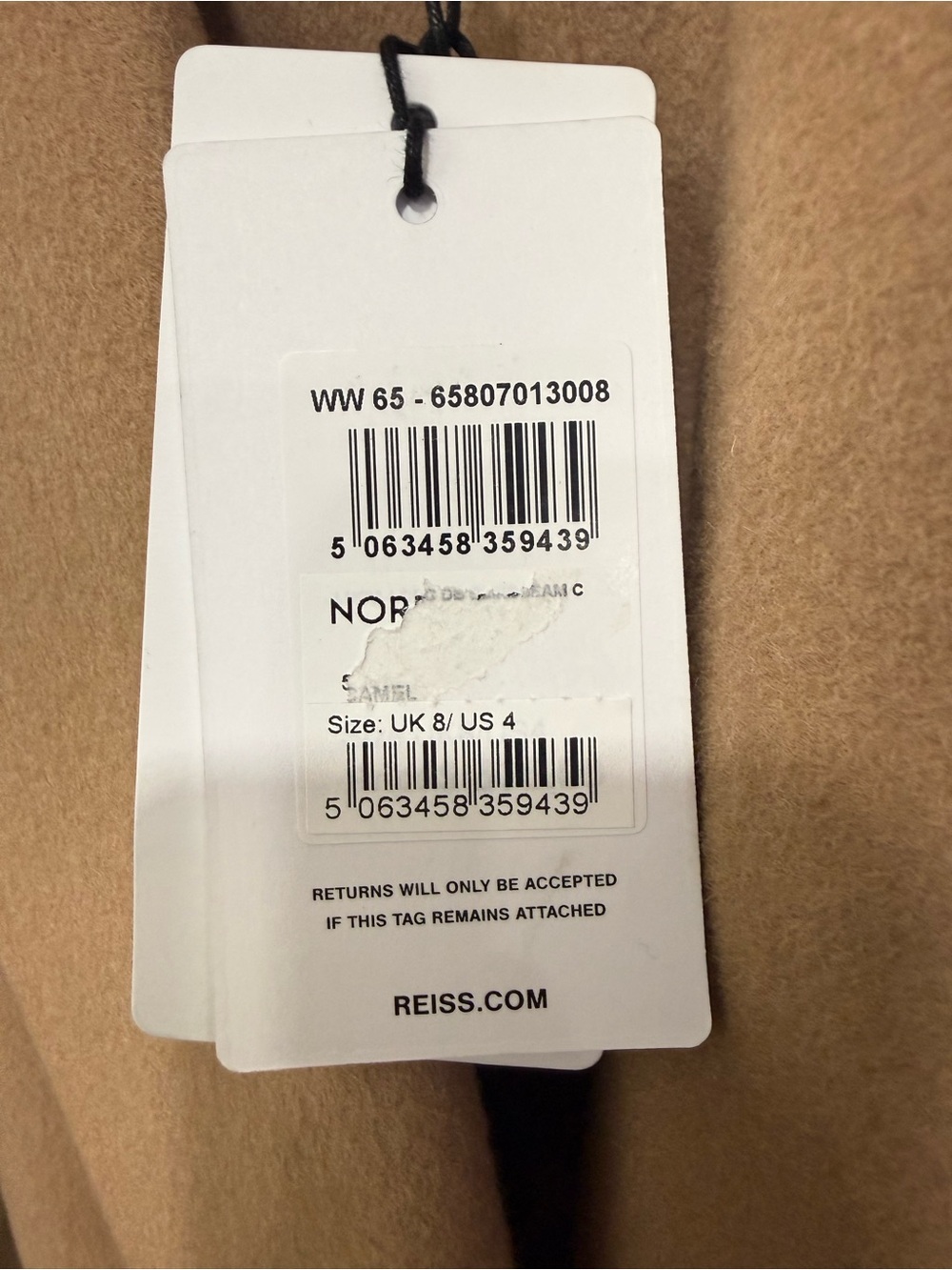 NWT Reiss Lucia Coat Sz 4 in CAMEL - Picture 6 of 9